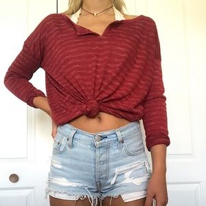 Very soft maroon striped shirt
